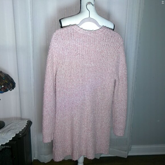 BB DAKOTA  by Steve Madden NWT Long Sleeve Open Front Pink Cardigan w/ Pockets L - Picture 4 of 9